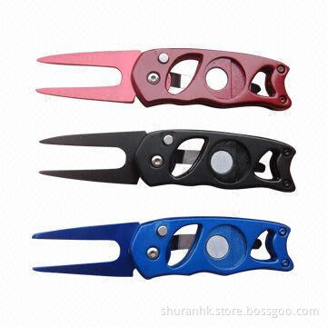 Golf Divot Tool, Made of Plastic or Metal Material